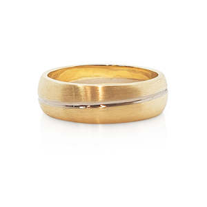 Yellow and white gold mens wedding ring