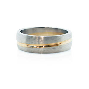 White and yellow gold gents wedding ring