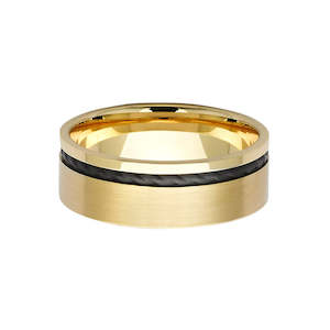 18ct yellow gold male wedding rings with a zirconium strip