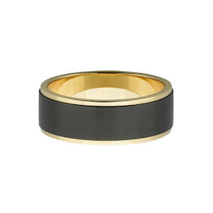 18ct yellow gold and zirconium male wedding rings