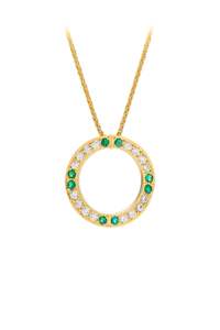 Large Hidden Heart™ yellow gold emerald diamond pendant