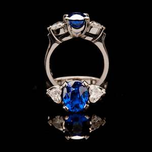 Sapphire and diamond three stone