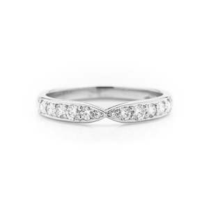 Pinched wide platinum diamond wedding ring