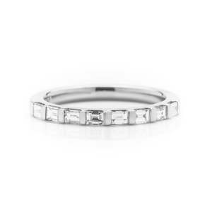 Platinum tab set Bagguette diamond wedding ring