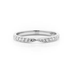 Jewellery: Pinched narrow platinum diamond wedding ring