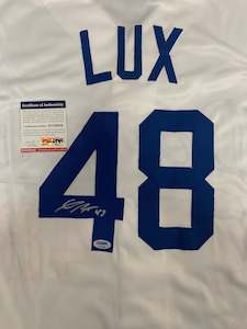 Toy: Gavin Lux Los Angeles Dodgers autographed custom jersey with PSA/DNA COA