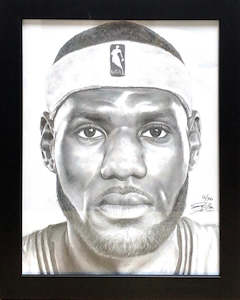 Toy: Limited Edition Hand Drawn Framed Print of LeBron James by Jacob Burgess #/300