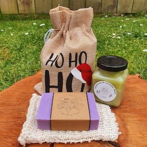 Xmas Burlap Ho Ho Ho Gift Bag