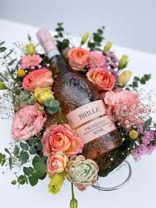 Florist: Brilla! Prosecco Rosé with Deluxe Floral Arrangement