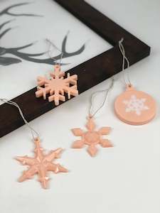 Dried flower: Decorations Christmas peach glitter 4 piece set