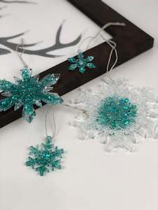 Dried flower: Decorations Christmas green glitter 4 piece set