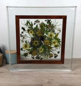 Framed  resin  pressed bouquet