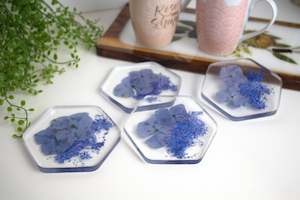 Pressed flower hexagon coasters