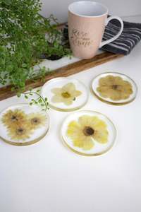 Pressed flower round coasters