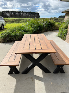 X frame table & bench Castleblayney Furnit