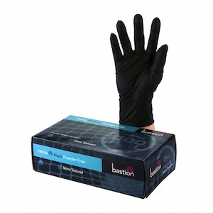 Bastion Nitrile Black P/F MEDIUM Gloves