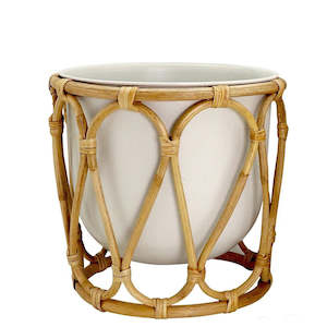 WEMBLEY WHITE RATTAN PLANTER LARGE