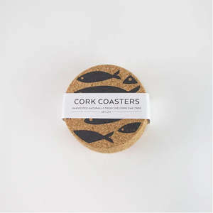 FISH CORK COASTERS SET 4