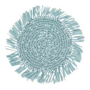 Furniture: FRINGE ROUND PLACEMAT AQUA