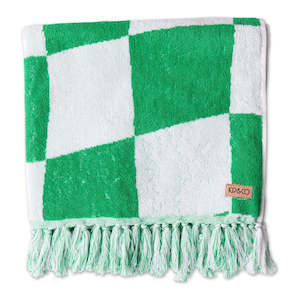 KIP & CO CHECKERBOARD GREEN TOWEL RANGE