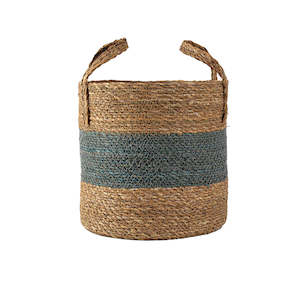 Furniture: CYLINDER BASKET GREY STRIPE