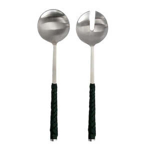 Furniture: BOSTON SALAD SERVERS BLACK LEATHER