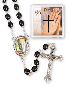 Black Wood Rosary – Our Lady of Lourdes Family Life Catholic Gifts