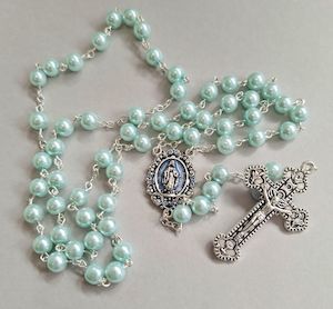 Glass Rosary – Pale Blue 7mm Family Life Catholic Gifts