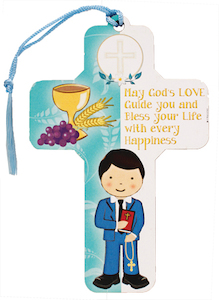 First Holy Communion Remembrance Cross – Boy Family Life Catholic Gifts