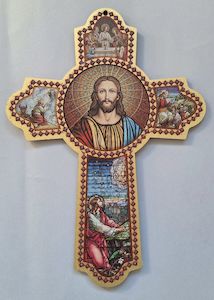 Large Prayer Cross – Wooden – Italy (40cm) Family Life Catholic Gifts