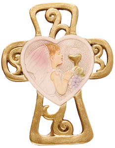 Resin Holy Communion Cross – Girl Family Life Catholic Gifts