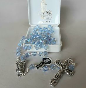 Gift: Bohemian Crystal Rosary – Light Blue Family Life Catholic Gifts