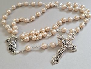 Creme “Pearl” Rosary Family Life Catholic Gifts