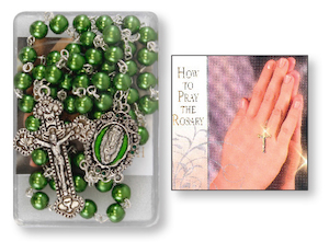 Glass Rosary – Emerald Green – 7mm Family Life Catholic Gifts