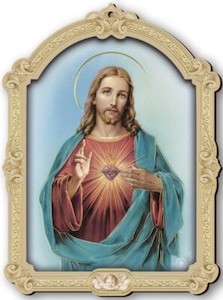 Sacred Heart of Jesus – Baroque Style Wood Plaque Family Life Catholic Gifts