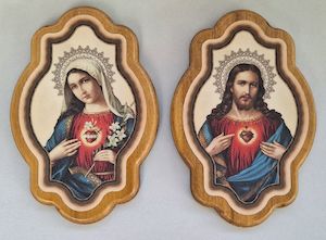 Sacred Heart of Jesus and Immaculate Heart of Mary – Wood Plaques Family Life …