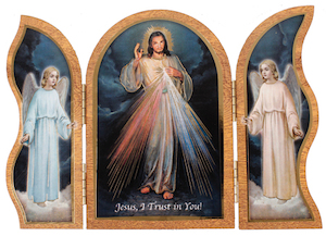 Gift: Triptych – Divine Mercy (Wooden) Family Life Catholic Gifts