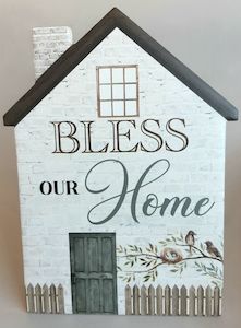 Porcelain Plaque , Bless our Home Family Life Catholic Gifts