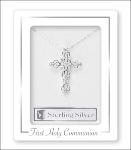 First Holy Communion Cross – Sterling Silver Family Life Catholic Gifts