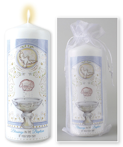 Baptism Candle – Boy Family Life Catholic Gifts