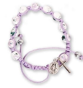 Lavender Macrame Adjustable Bracelet – Decade Rosary Family Life Catholic Gifts