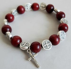 St Benedict Rosary Bracelet – Dark Brown Family Life Catholic Gifts