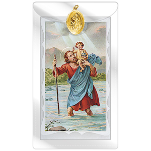 St Christopher with medal Family Life Catholic Gifts