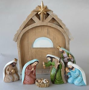 Nativity Scene with Stable Family Life Catholic Gifts