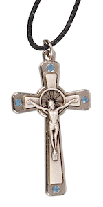 Crucifix – Swarovski Crystals (Blue) Family Life Catholic Gifts