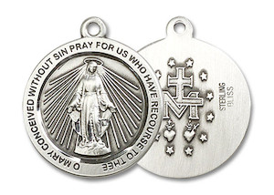 Miraculous Medal – Large Round Sterling Silver Family Life Catholic Gifts