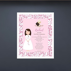 Personalised Frame – First Holy Communion Girl (Pink) Family Life Catholic Gifts