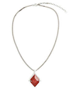 Red Jasper Spinner Necklace Silver