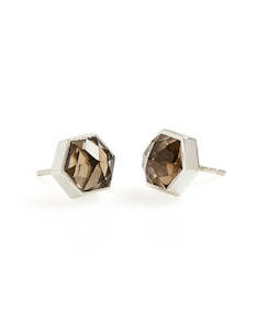 Smokey Quartz Silver Studs