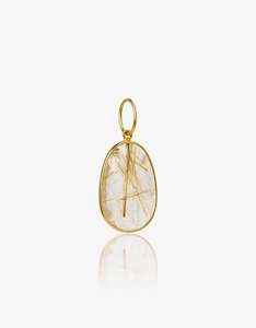 Gold Rutile Quartz Pendant - Gold